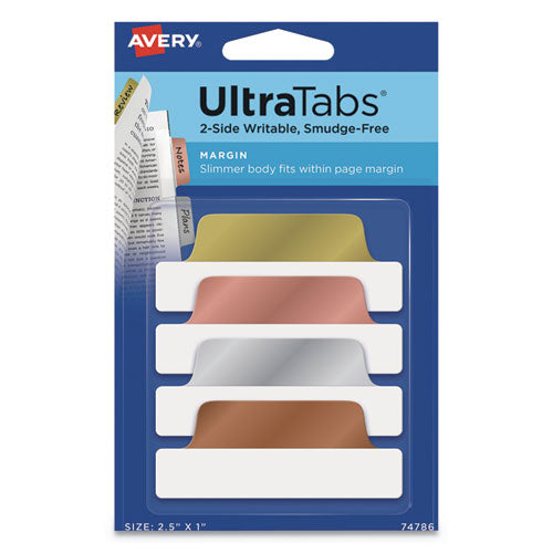 ESAVE74786 - ULTRA TABS REPOSITIONABLE TABS, 2.5 X 1, ASSORTED METALLIC, 24-PK