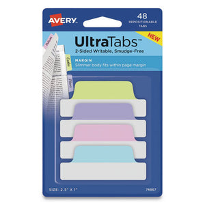 ESAVE74867 - ULTRA TABS REPOSITIONABLE TABS, 2.5 X 1, ASSORTED PASTEL, 48-PK