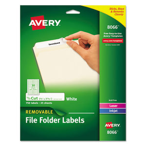 ESAVE8066 - Removable 1-3-Cut File Folder Labels, Inkjet-laser, .66 X 3.44, White, 750-pk