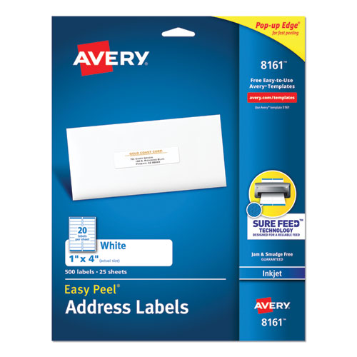 ESAVE8161 - Easy Peel Mailing Address Labels, Inkjet, 1 X 4, White, 500-pack