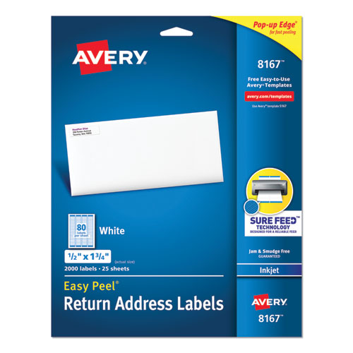 ESAVE8167 - Easy Peel Return Address Labels, Inkjet, 1-2 X 1 3-4, White, 2000-pack