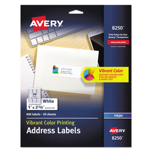 ESAVE8250 - Vibrant Color-Printing Address Labels, 1 X 2 5-8, Matte White, 600-pack