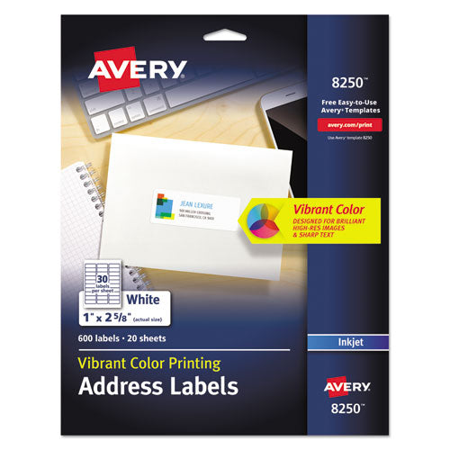 ESAVE8250 - Vibrant Color-Printing Address Labels, 1 X 2 5-8, Matte White, 600-pack