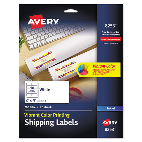 ESAVE8253 - Vibrant Color-Printing Shipping Labels, 2 X 4, Matte White, 200-pack