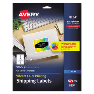 ESAVE8254 - Vibrant Color-Printing Shipping Labels, 3 1-3 X 4, Matte White, 120-pack