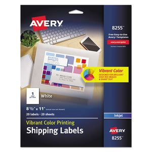 ESAVE8255 - Full-Sheet Vibrant Color-Printing Labels, 8 1-2 X 11, Matte White, 20-pack