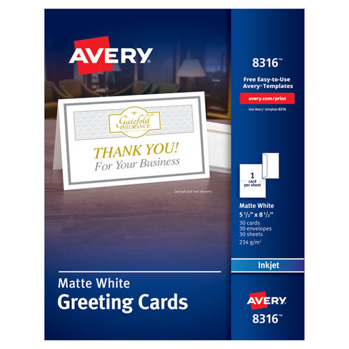 ESAVE8316 - Half-Fold Greeting Cards, Inkjet, 5 1-2 X 8 1-2, Matte White, 30-box W-envelopes