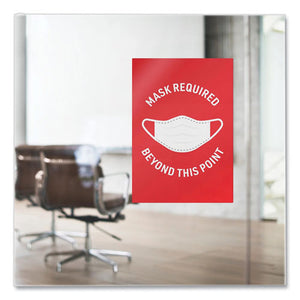 Preprinted Surface Safe Wall Decals, 7 X 10, Mask Required Beyond This Point, Red Face, White Graphics, 5-pack