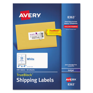 Shipping Labels W- Trueblock Technology, Inkjet Printers, 2 X 4, White, 10-sheet, 50 Sheets-box
