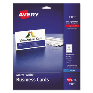 ESAVE8371 - Printable Microperf Business Cards, Inkjet, 2 X 3 1-2, White, Matte, 250-pack