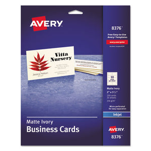 ESAVE8376 - Printable Microperf Business Cards, Inkjet, 2 X 3 1-2, Ivory, Matte, 250-pack