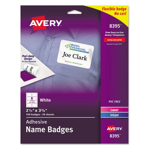 ESAVE8395 - FLEXIBLE ADHESIVE NAME BADGE LABELS, 2 1-3 X 3 3-8, WE, 160-PK