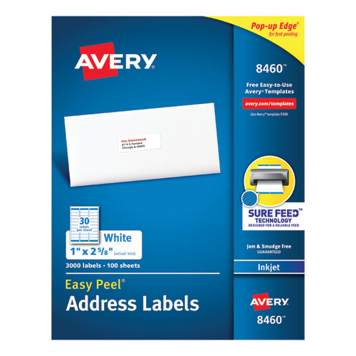 ESAVE8460 - Easy Peel Mailing Address Labels, Inkjet, 1 X 2 5-8, White, 3000-box