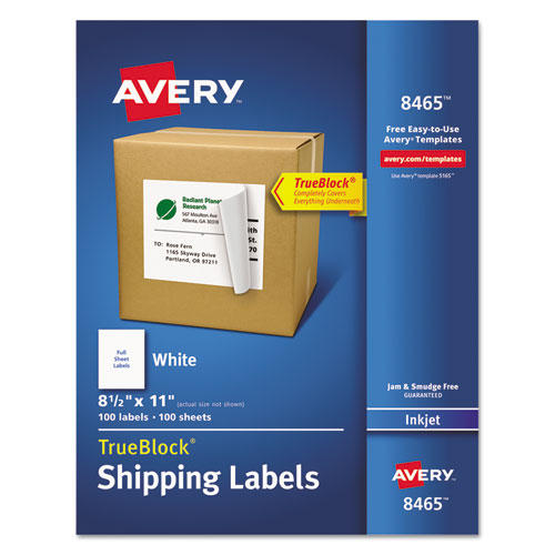 ESAVE8465 - Full-Sheet Labels With Trueblock Technology, Inkjet, 8 1-2 X 11, White, 100-box