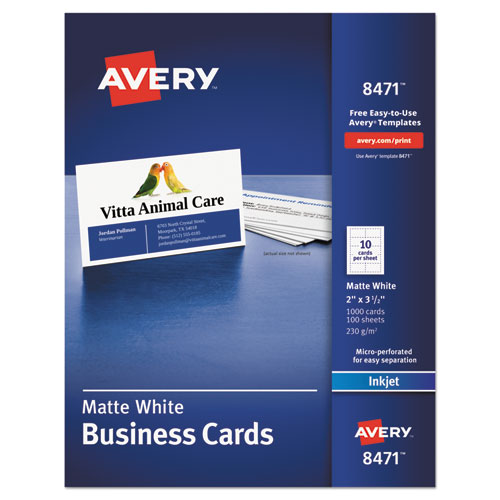 ESAVE8471 - Printable Microperf Business Cards, Inkjet, 2 X 3 1-2, White, Matte, 1000-box