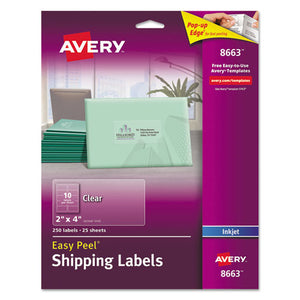 ESAVE8663 - Matte Clear Easy Peel Shipping Labels, Inkjet, 2 X 4, 250-pack