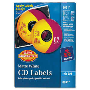 ESAVE8691 - Inkjet Cd Labels, Matte White, 100-pack