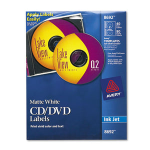 ESAVE8692 - Inkjet Cd Labels, Matte White, 40-pack