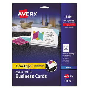 ESAVE8869 - Print-To-The-Edge True Print Business Cards, Inkjet, 2x3 1-2, Wht, 160-pk