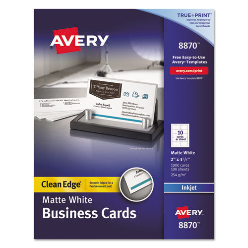 ESAVE8870 - True Print Clean Edge Business Cards, Inkjet, 2 X 3 1-2, White, 1000-box