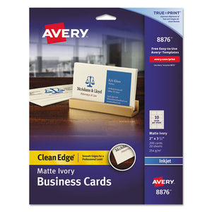 ESAVE8876 - True Print Clean Edge Business Cards, Inkjet, 2 X 3 1-2, Ivory, 200-pack