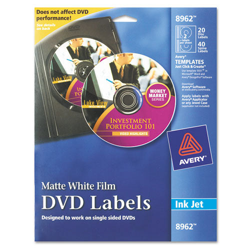 ESAVE8962 - Inkjet Dvd Labels, Matte White, 20-pack