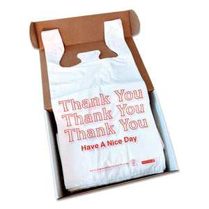 Plastic "thank You - Have A Nice Day" Shopping Bags, 11.5" X 6.5" X 22", White, 250-box
