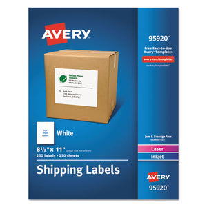 ESAVE95920 - Full-Sheet White Shipping Labels, Inkjet-laser, 8 1-2 X 11, White, 250-box