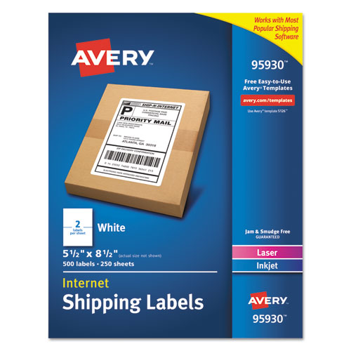 ESAVE95930 - White Shipping Labels, Inkjet-laser, 5 1-2 X 8 1-2, White, 500-box