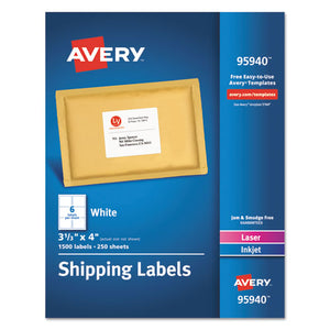 ESAVE95940 - White Shipping Labels, Inkjet-laser, 3 1-3 X 4, White, 1500-box