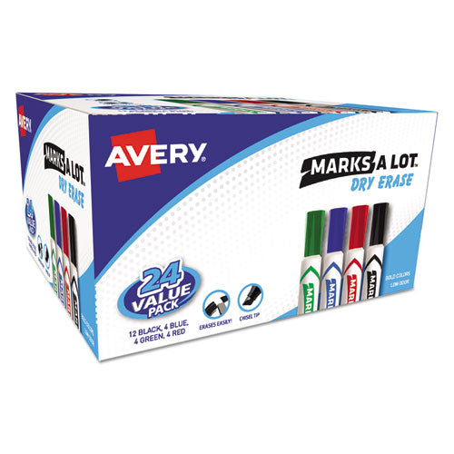 ESAVE98188 - MARKS A LOT DESK-STYLE DRY ERASE MARKER, CHISEL TIP, ASSORTED, 24-PACK