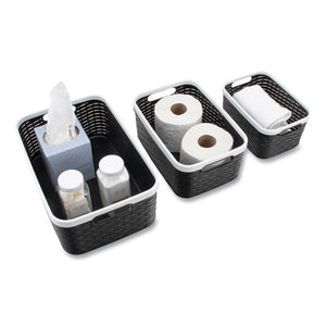 Open Lid Storage Bin, Assorted Sizes, Black-white, 3-pack