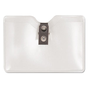ESAVT75412 - Security Id Badge Holder With Clip, Horizontal, 3 1-2w X 2 1-2h, Clear, 50-box