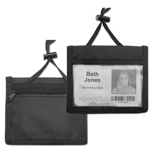 ESAVT75452 - Id Badge Holder W-convention Neck Pouch, Horizontal, 4 X 2 1-4, Black, 12-pack