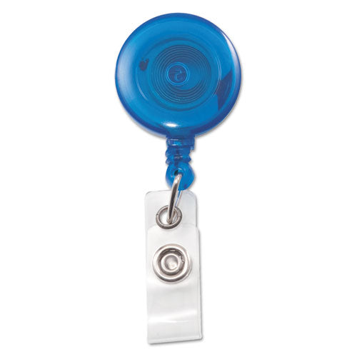 ESAVT75472 - Translucent Retractable Id Card Reel, 34" Extension, Blue, 12-pack