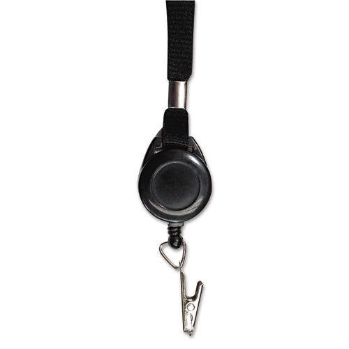 ESAVT75549 - Lanyards With Retractable Id Reels, Clip Style, 34" Long, Black, 12-carton