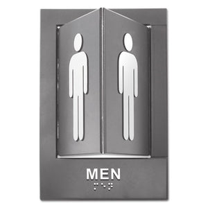 ESAVT91096 - Pop-Out Ada Sign, Men, Tactile Symbol-braille, Plastic, 6 X 9, Gray-white