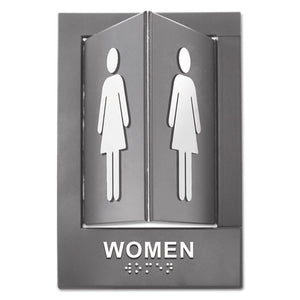 ESAVT91097 - Pop-Out Ada Sign, Women, Tactile Symbol-braille, Plastic, 6 X 9, Gray-white