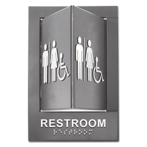 ESAVT91099 - Pop-Out Ada Sign, Wheelchair, Tactile Symbol-braille, Plastic, 6 X 9, Gray-white