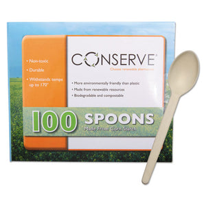 ESBAU10232 - Corn Starch Cutlery, Spoon, White, 100-pack