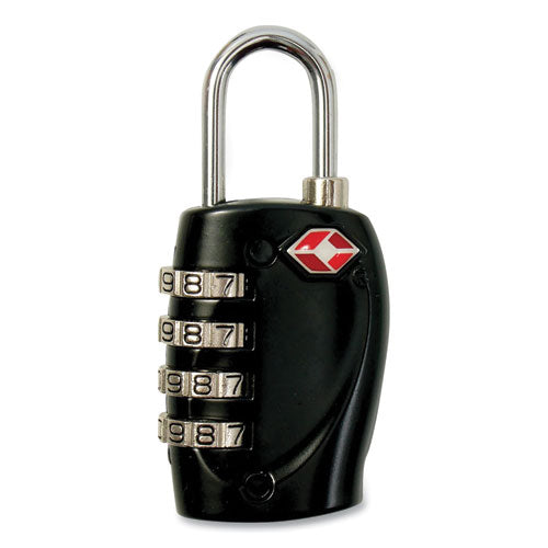 Four-dial Tsa Travel Lock, Metal, Black-silver