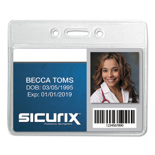 ESBAU67810 - SICURIX BADGE HOLDER, HORIZONTAL, 2 1-8 X 3 3-8, CLEAR, 12-PACK