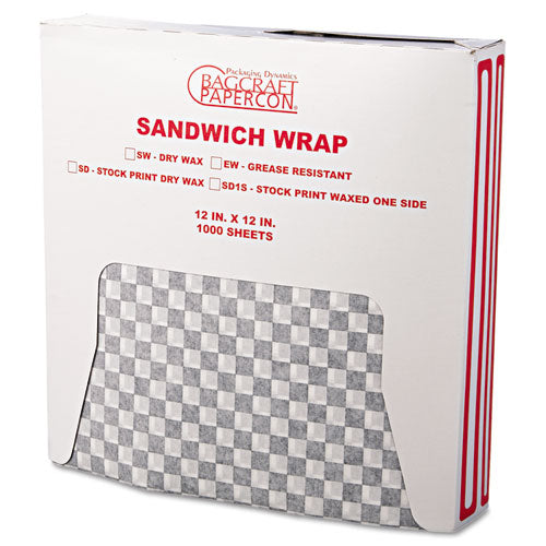 ESBGC057800 - Grease-Resistant Wrap-liners, 12 X 12, Black Checker, 1000-box, 5 Boxes-carton