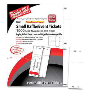 Small Micro-perforated Event-raffle Ticket, 90 Lb, 8.5 X 11, White, 8 Tickets-sheet, 125 Sheets-pack