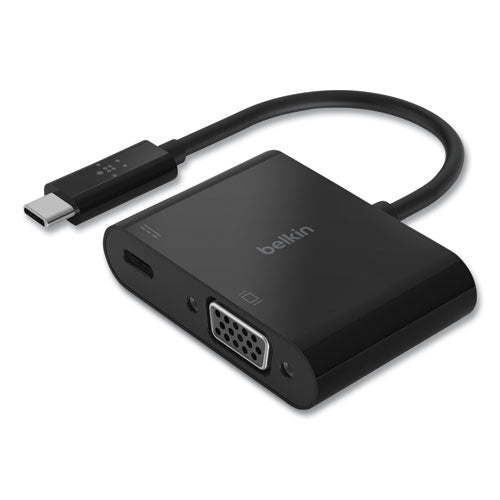 Usb-c To Vga + Charge Adapter, Usb-c(f); Usb-c(m); Vga, 2.36", Black