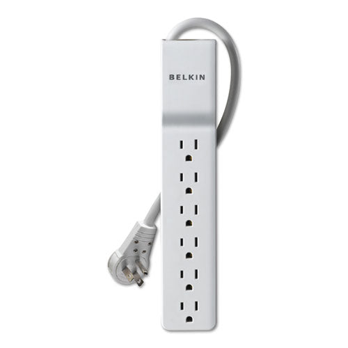 ESBLKBE10600006R - Home-office Surge Protector W-rotating Plug, 6 Outlets, 6 Ft Cord, 720j, White