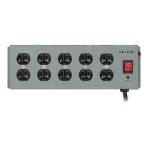 ESBLKF9D100015 - Metal Surgemaster Surge Protector, 10 Outlets, 15 Ft Cord, 885 Joules, Dark Gray