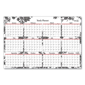 Laminated Wall Calendar, 36 X 24, Black-white Floral, 2022