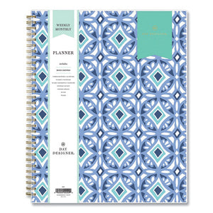 Day Designer Tile Weekly-monthly Planner, 11 X 8.5, Blue-white Cover, 2022