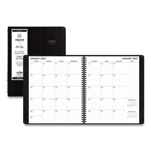 Aligned Monthly Notes Planner, 8.63 X 5.88, Black, 2021